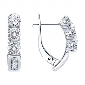 Серебряные серьги SOKOLOV с фианитом 94022979 фото