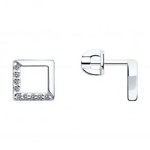 Серебряные серьги SOKOLOV с фианитом 94023039 фото