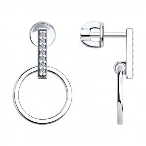 Серебряные серьги SOKOLOV с фианитом 94023040 фото