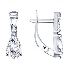 Серебряные серьги SOKOLOV с фианитом 94023087 фото