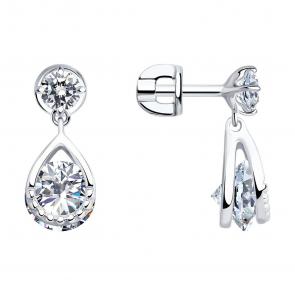 Серебряные серьги SOKOLOV с фианитом 94023189 фото