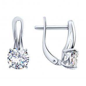 Серебряные серьги SOKOLOV с фианитом 94023247 фото