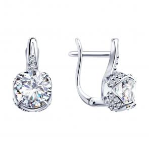 Серебряные серьги SOKOLOV с фианитом 94023250 фото