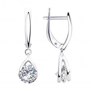 Серебряные серьги SOKOLOV с подвижным фианитом 94023280 фото