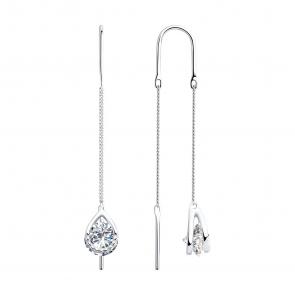 Серебряные серьги SOKOLOV с фианитом 94023281 фото