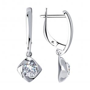 Серебряные серьги SOKOLOV с фианитом 94023283 фото