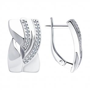 Серебряные серьги SOKOLOV с фианитом 94023298 фото