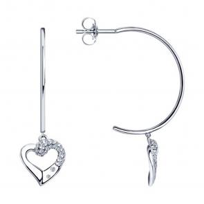 Серебряные серьги SOKOLOV с фианитом 94023329 фото