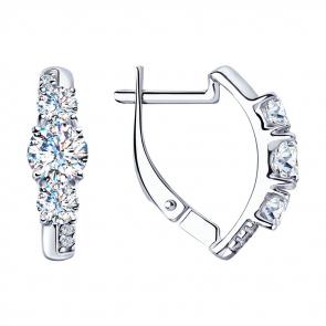 Серебряные серьги SOKOLOV с фианитом 94023341 фото