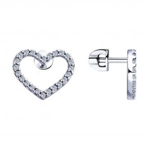 Серебряные серьги SOKOLOV с фианитом 94023363 фото