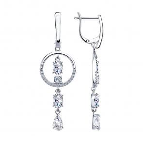 Серебряные серьги SOKOLOV с фианитом 94023403 фото