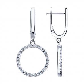 Серебряные серьги SOKOLOV с фианитом 94023405 фото