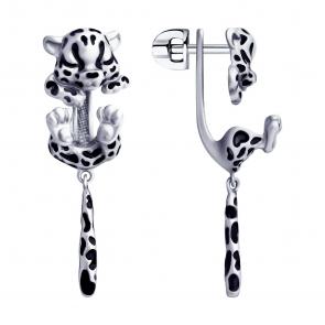 Серебряные серьги-трансформеры SOKOLOV с эмалью 94023407 фото