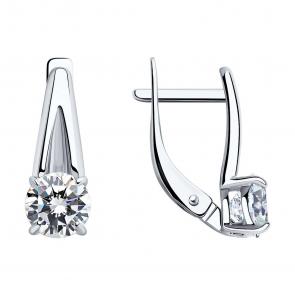 Серебряные серьги SOKOLOV с фианитом 94023417 фото
