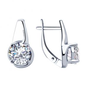 Серебряные серьги SOKOLOV с фианитом 94023425 фото