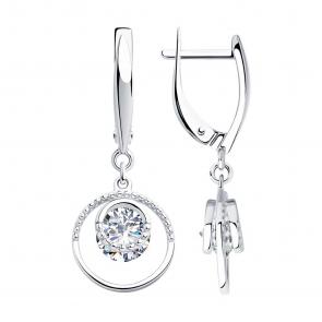 Серебряные серьги SOKOLOV с фианитом 94023433 фото