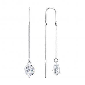 Серебряные серьги SOKOLOV с фианитом 94023434 фото