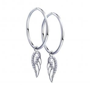 Серьги-трансформеры из серебра SOKOLOV с фианитом 94023453 фото