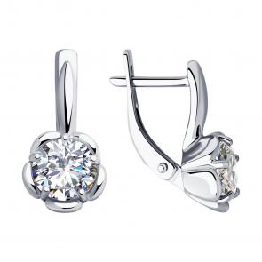 Серебряные серьги SOKOLOV с фианитом 94023457 фото