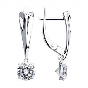 Серебряные серьги SOKOLOV с фианитом 94023476 фото