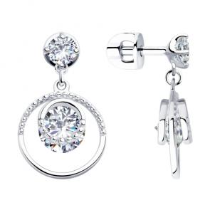 Серебряные серьги SOKOLOV с фианитом 94023477 фото