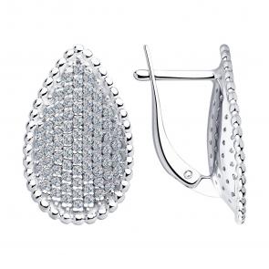 Серебряные серьги SOKOLOV с фианитом 94023503 фото