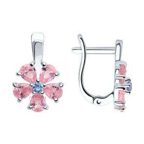 Серебряные серьги SOKOLOV с фианитом 94023517 фото