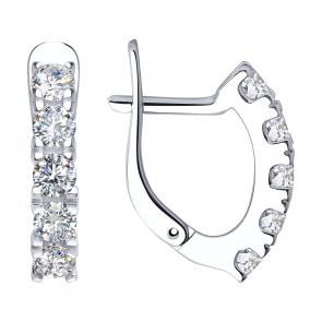 Серебряные серьги SOKOLOV с фианитом 94023518 фото