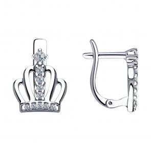 Серебряные серьги SOKOLOV с фианитом 94023519 фото