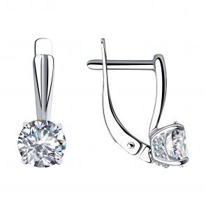 Серебряные серьги SOKOLOV с фианитом 94023538 фото