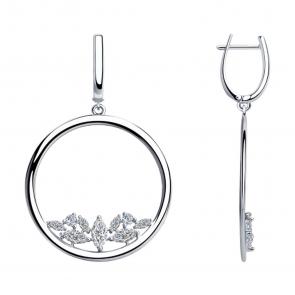 Серебряные серьги SOKOLOV с фианитом 94023550 фото