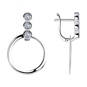 Серебряные серьги-трансформеры SOKOLOV с фианитами 94023556 фото