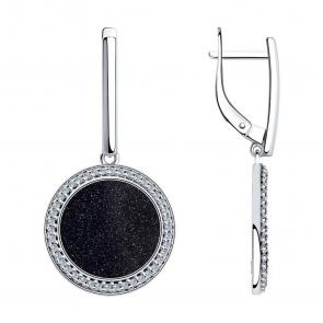 Серебряные серьги SOKOLOV с фианитом и авантюрином 94023582-91 фото