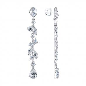 Серебряные серьги SOKOLOV с фианитом 94023592 фото