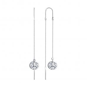 Серебряные серьги SOKOLOV с фианитом 94023597 фото