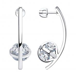 Серебряные серьги SOKOLOV с фианитом 94023602 фото