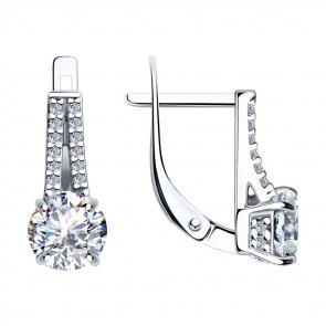 Серебряные серьги SOKOLOV с фианитом 94023670 фото