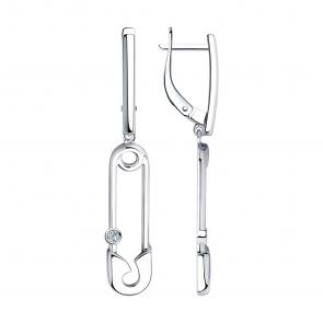 Серебряные серьги SOKOLOV с фианитом 94023739 фото