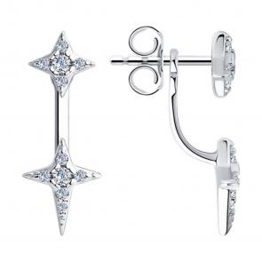 Серебряные серьги-трансформеры SOKOLOV с фианитом 94023747-91 фото