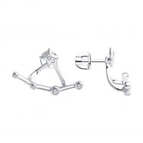 Серебряные серьги-трансформеры SOKOLOV с фианитом 94023748 фото