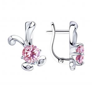 Серебряные серьги SOKOLOV с фианитом 94023779 фото