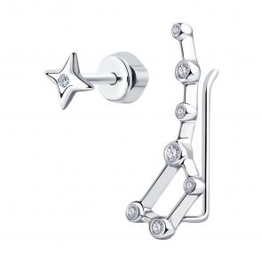 Серебряные серьги SOKOLOV с фианитом 94023791 фото