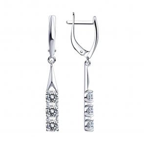 Серебряные серьги SOKOLOV с фианитом 94023807 фото