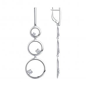 Серебряные серьги SOKOLOV с фианитом 94023836 фото