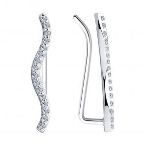 Серебряные серьги SOKOLOV с фианитом 94023860 фото