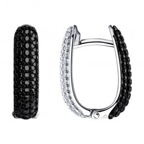 Серебряные серьги-трансформеры SOKOLOV с фианитом 94023872-91 фото