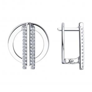 Серебряные серьги SOKOLOV с фианитом 94023885 фото