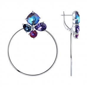 Серебряные серьги SOKOLOV с кристаллом Swarovski 94023888 фото