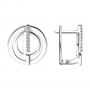 Серебряные серьги SOKOLOV с фианитом 94023896 фото