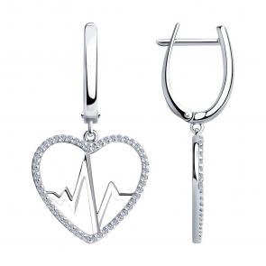 Серебряные серьги SOKOLOV с фианитом 94023918 фото